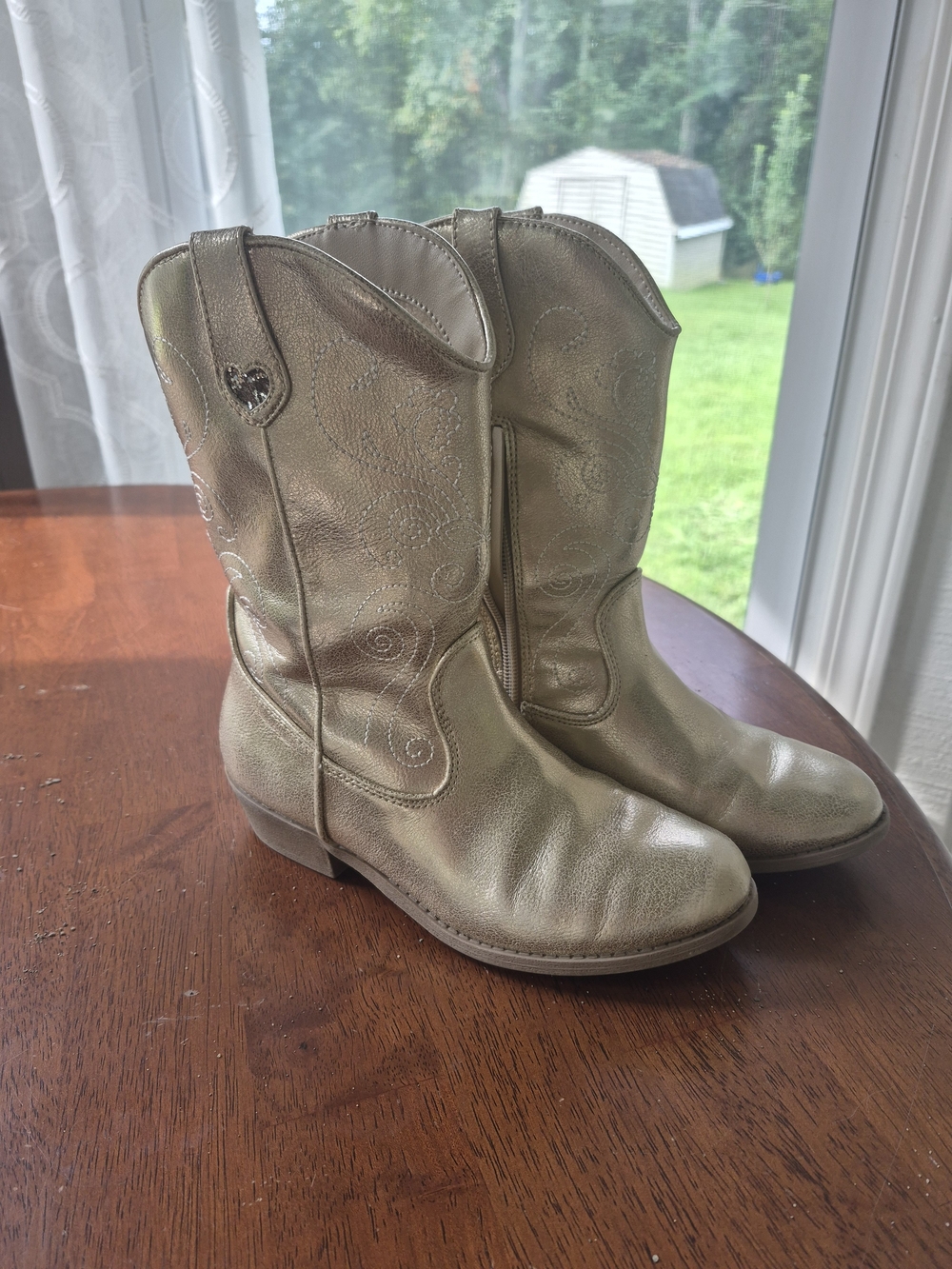 Girls' Metallic Gold Western Cowgirl Boots Size 3